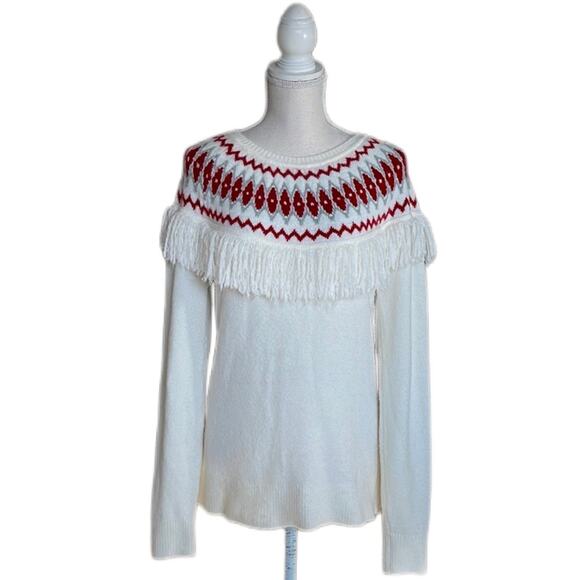 Loft Lounge Women’s Fare Isle And Fringe / Tassel Sweater - Picture 2 of 9
